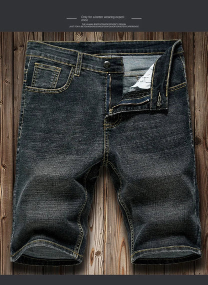 2026 Summer Shorts Jeans Men Denim Pants Stretch Dark Blue Fashion Design Men's Jeans Slim Straight Male Short Jeans Hombre