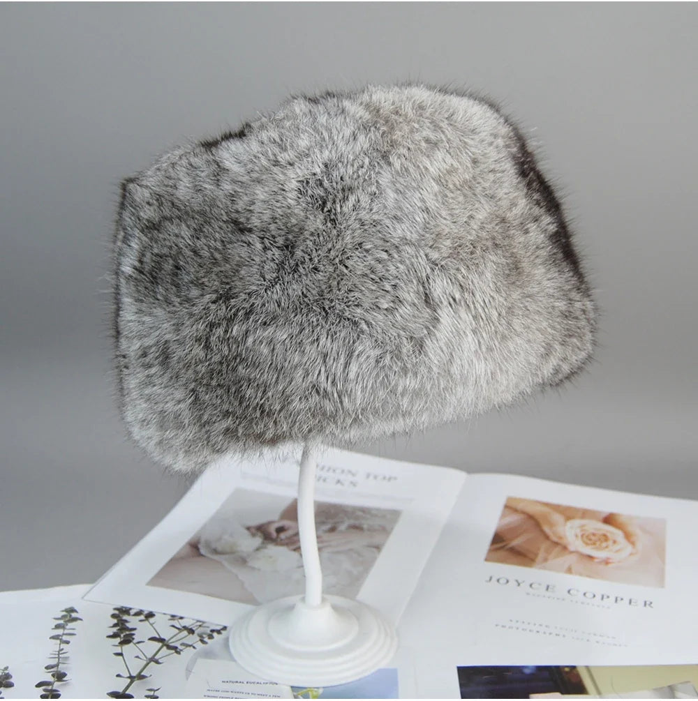 2026  Unisex Winter Russian Outdoor 100% Genuine Rabbit Fur Caps Warm Real Rabbit Fur Bomber Hat Natural Quality Rabbit Fur Hats