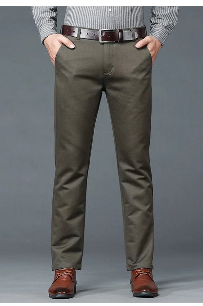 6 Colors Male Autumn Winter Casual Pants Chic Straight Formal Office Luxury Trousers Fashion Elastic Men Business Suit Pants
