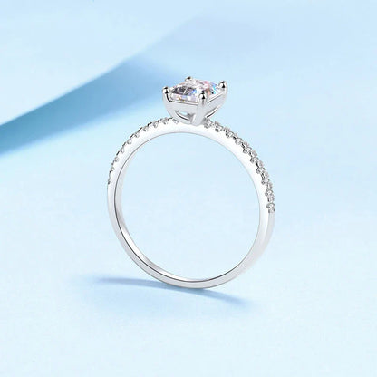 1CT 2CT Emerald Radiant Cut Moissanite Ring for Women Engagement Wedding Lab Diamond Sterling Silver 925 Rings Jewelry