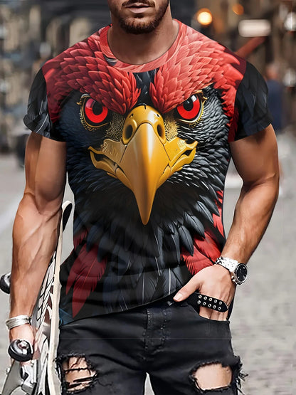 2025 Fashion Eagle Muscle Men's T-Shirts O-Neck Casual Tops Short Sleeve 3D Animal Printing Street T Shirt 6XL Men's Clothing