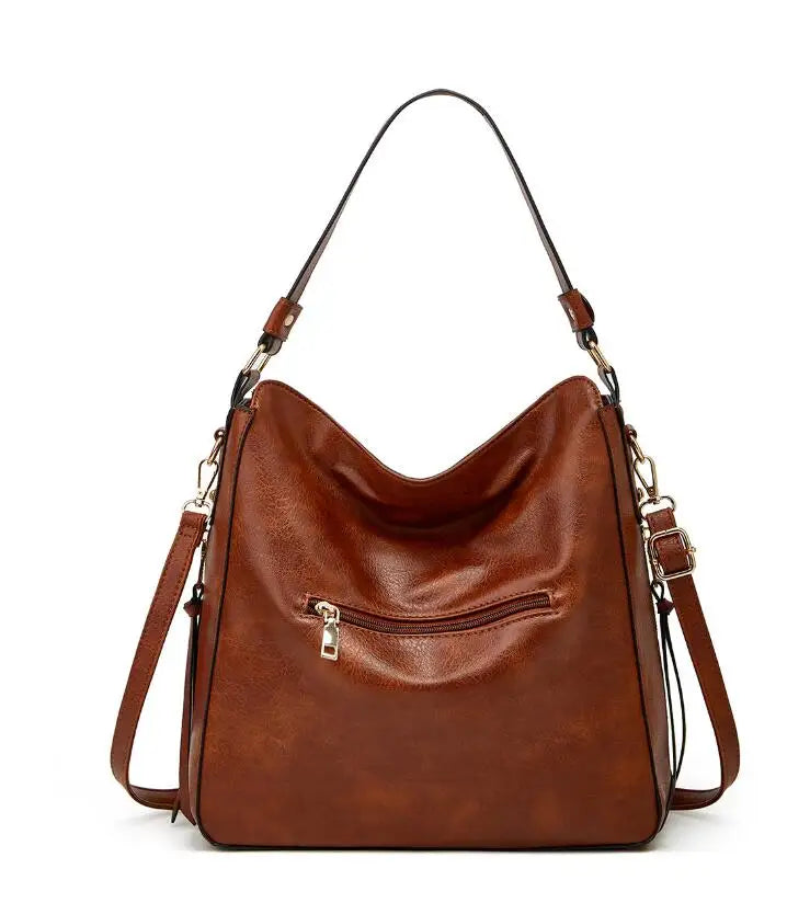 Hobo Bag Leather Women Handbags Female Leisure Shoulder Bags Fashion Purses Vintage Bolsas Large Capacity Tote Bag