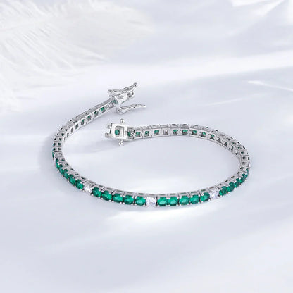 Fine Jewelry 3mm Montana Blue/Emerald Green/Ruby Red/Turquoise/Black Cubic zircon 925 Silver Tennis Bracelet