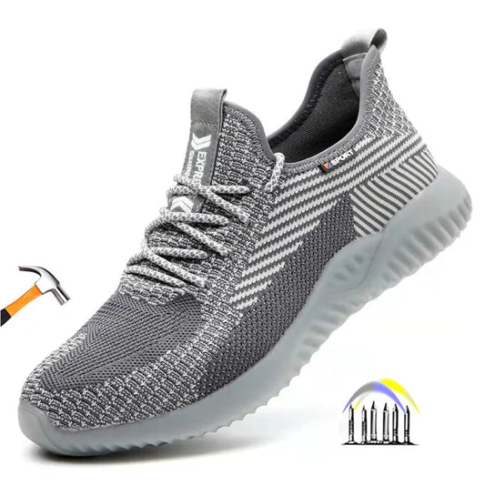 Lightweight safety shoes for men breathable safety work sneakers with iron toe indestructible shoes men women summer work shoes
