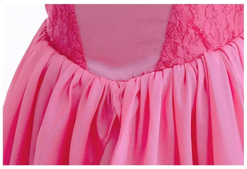 Princess Peach Chiffon Lace Girls Cosplay Dress Baby Kids Vestidos Party Dresses Carnival Halloween Costume for 3-11 years