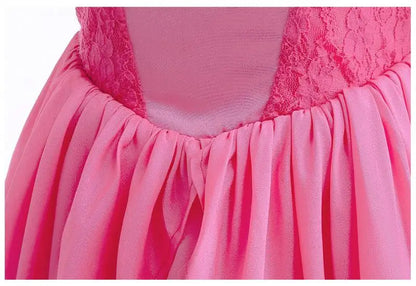 Princess Peach Chiffon Lace Girls Cosplay Dress Baby Kids Vestidos Party Dresses Carnival Halloween Costume for 3-11 years