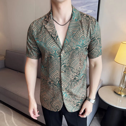 Summer Thin Ice Silk Without Lining Men Suit Coats 2025 New High-end Fashion Jacquard Casual Social Shirt Coat Men Clothing