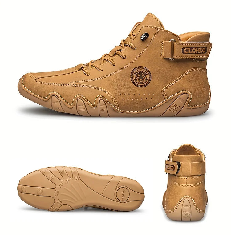 Hand-Sewn Octopus Design Men's Short Boots High-Top Leather Riding Boots Stylish Men's Footwear