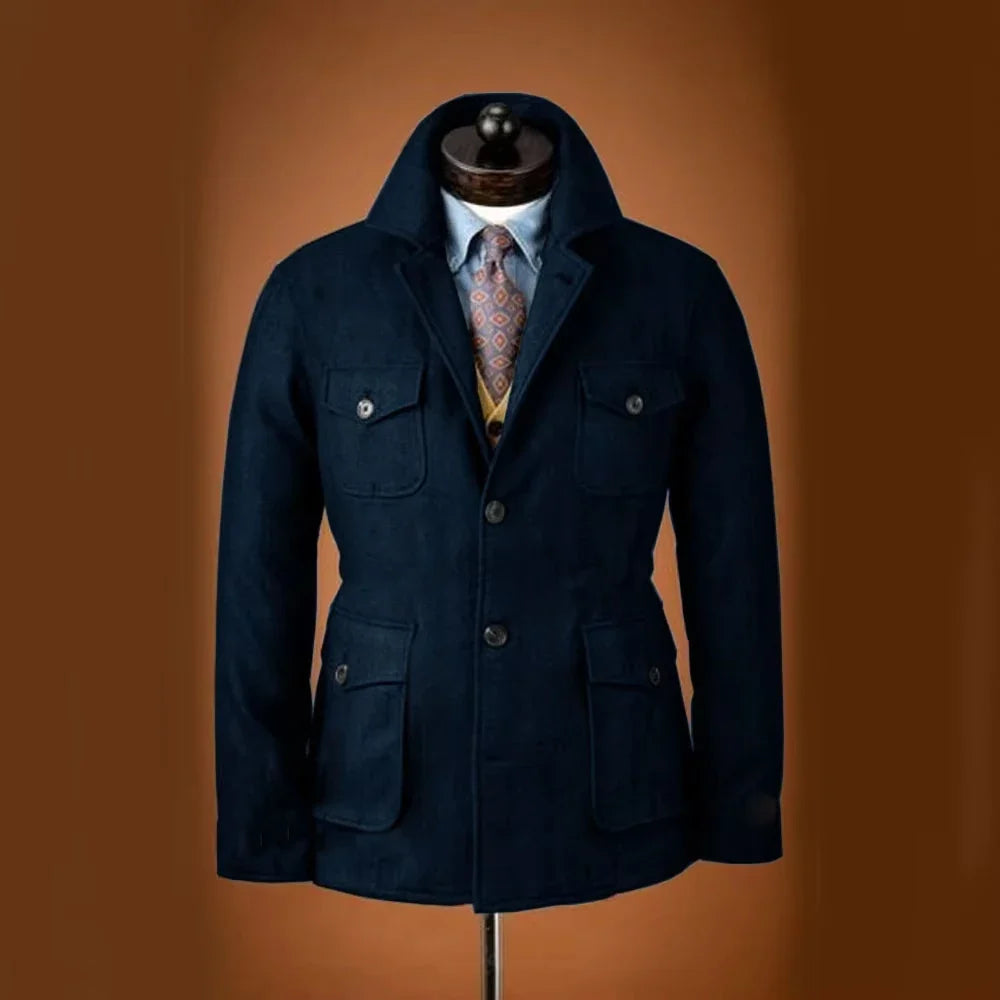 Men's Tweed Jacket Tuxedo Woolen Suit High Quality Costumes Wool Single Breasted Casual Slim Fit Male Blazers Autumn Winter