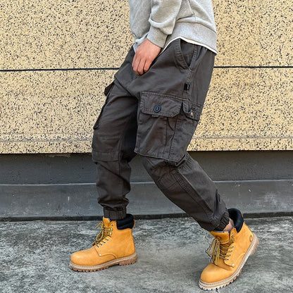 Korean Streetwear Tactical Cargo Pants Japanese Harajuku Casual Plus Size Harem Joggers Men Clothing Multi-Pocket Trousers Male