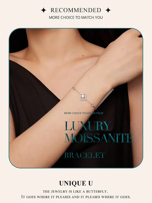 Bracelet en Moissanite pour Femme D VVS1 EX 0.5CT, Cadeau de Saint-Valentin, Bijoux Fins Brillants en Argent Sterling 925 MSB004