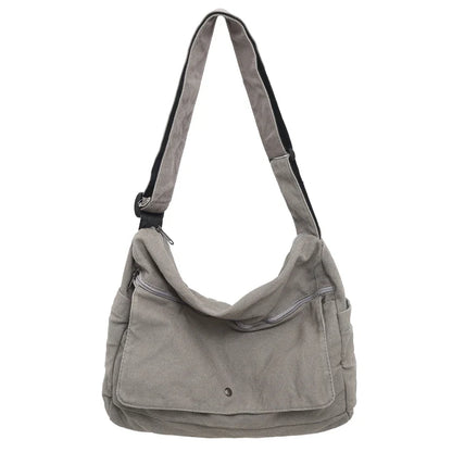 Solid Color Canvas Shoulder Bags Women 100% Cotton Satchels Korea Style Cloth Messenger Bags Large Crossbody Bags Book Packages