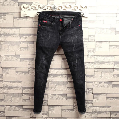 Autumn Winter 2022 Fashion Casual Student Korean Men's Solid Color Trousers Guy Casual Jeans Elastic Skinny Long Pencil Pants