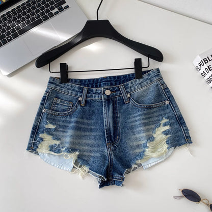 American Retro Camouflage Mini Shorts 2026 Ladies Hollow Out Slim Beach Pants Hot Girl Sexy Print Denim Shorts