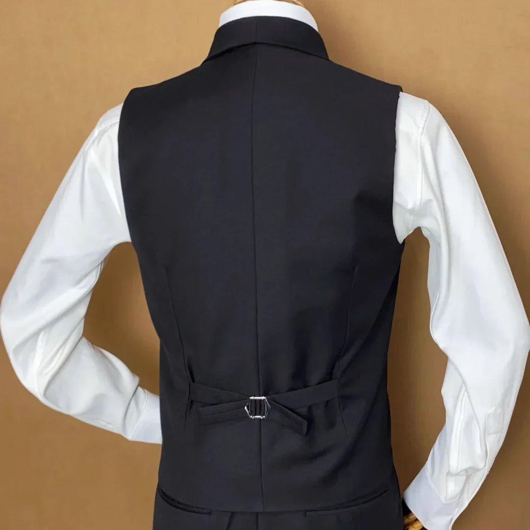 Men Vest Black With Lapel Double Button Waistcoat For Wedding Birthday Banquet Party Business Work Daily Casual Men Suit Vest