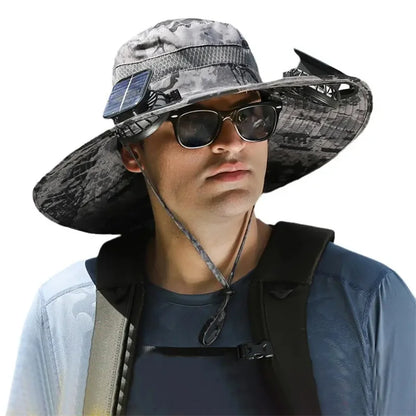 Summer For Outdoor Camping Fishing Hiking Sunscreen Fisherman Hat Solar Fan Cap Portable Solar Charging Cap with Fan Men Women