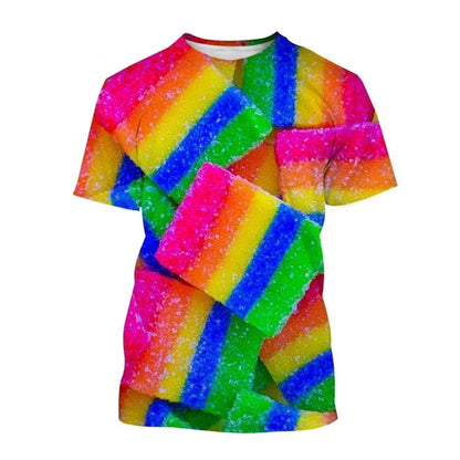 Summer Funny T-Shirts Lollipop Candy 3D Print Streetwear Men Women Casual Oversized Short Sleeve T Shirt Male Tees Tops Clothing