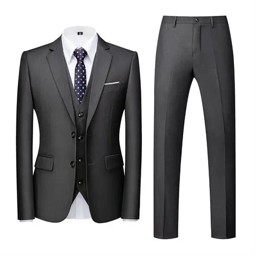 2026 New Men's Suit 3-Piece, Wedding Party Dress Jacket Vest Trousers, Fashion Slim Fit Blazer Waistcoat Pants Red Blue Green