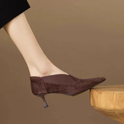 Spring/ Autumn New Comfortable Stiletto Women's Shoes Suede Party Women's Shoes Fashion Pointed Toe High Heels Zapatos De Mujer
