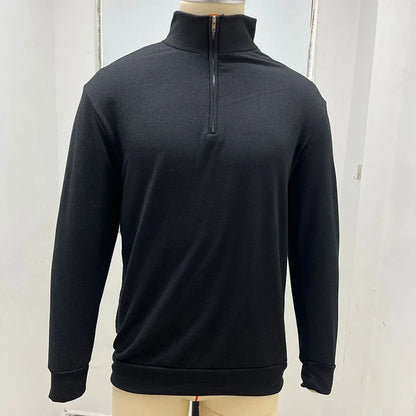 Men's Casual Sweater New V-neck Long Sleeve Pullover Outdoor Work Sweatshirts Autumn Lightweight Half Zipper Sweater Winter Top