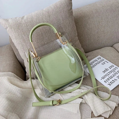 Fashion Transparent Women Shoulder Bag Jelly Candy Summer Beach Handbag for Female Messenger Bags Bolsa Totes Bucket Bag