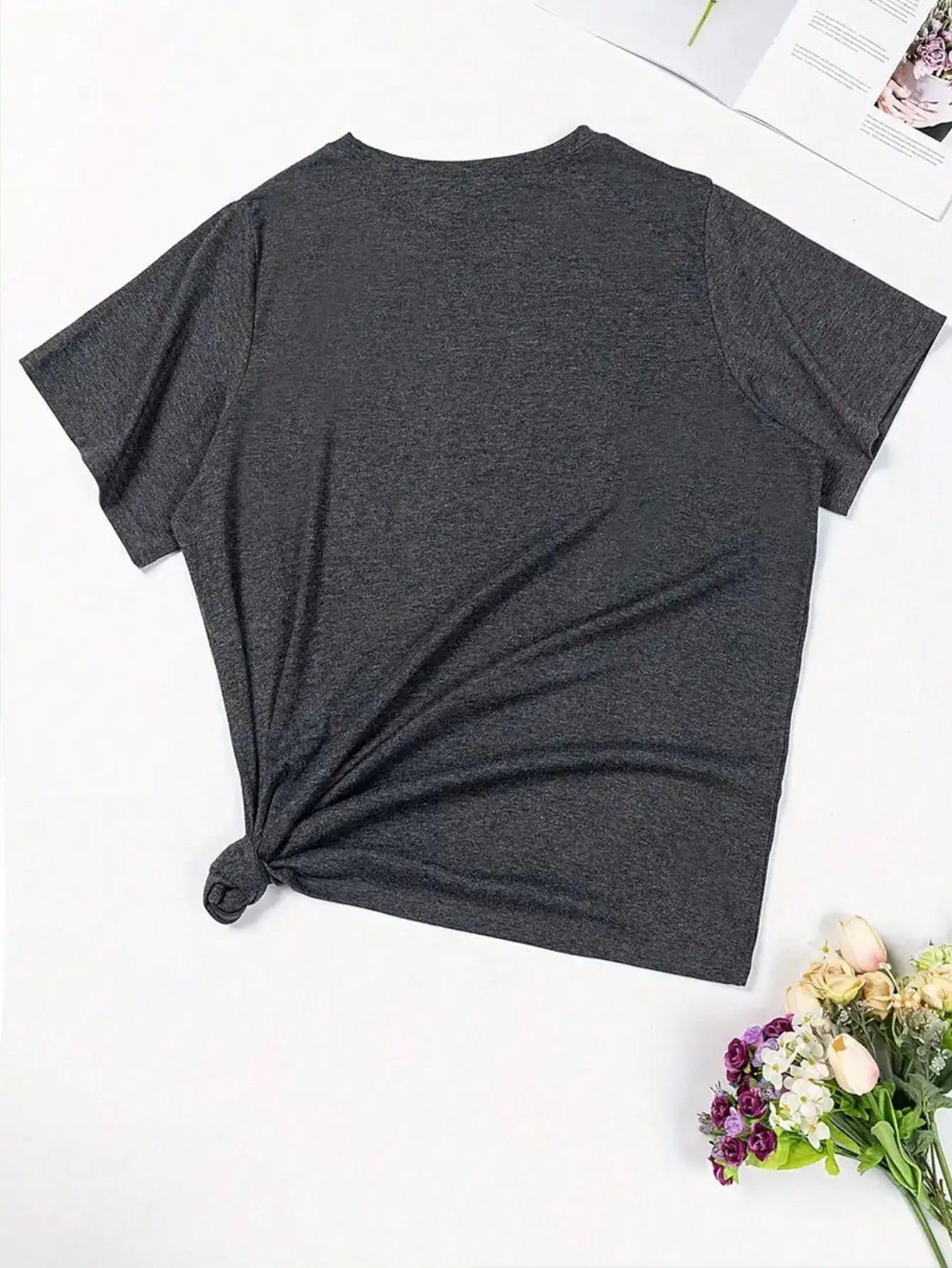 Large Size Women's Slogan Printed Round Neck Loose Short-Sleeved Casual T-Shirt, Suitable for Daily Commuting and Shopping