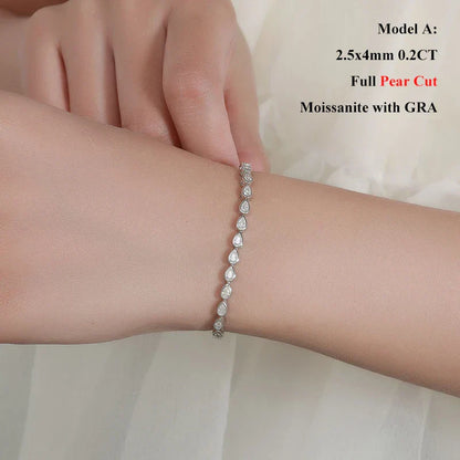 Full Asscher Cut 3x3mm 0.15CT Bezel Type Moissanite Tennis Bracelet for Women Men Party 925 Silver GRA Certified Bracelets
