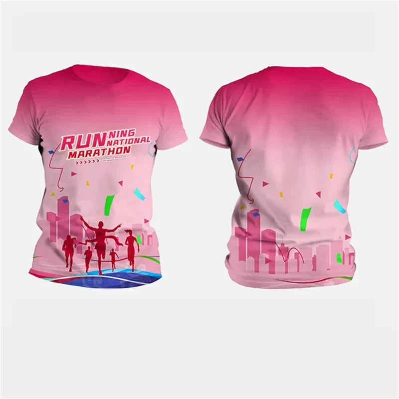Men's T shirt Outdoor Fitness Run Sports T-Shirts Summer New Casual Women's Short Sleeve Tops Fashion 3D Gradient Harajuku Tops