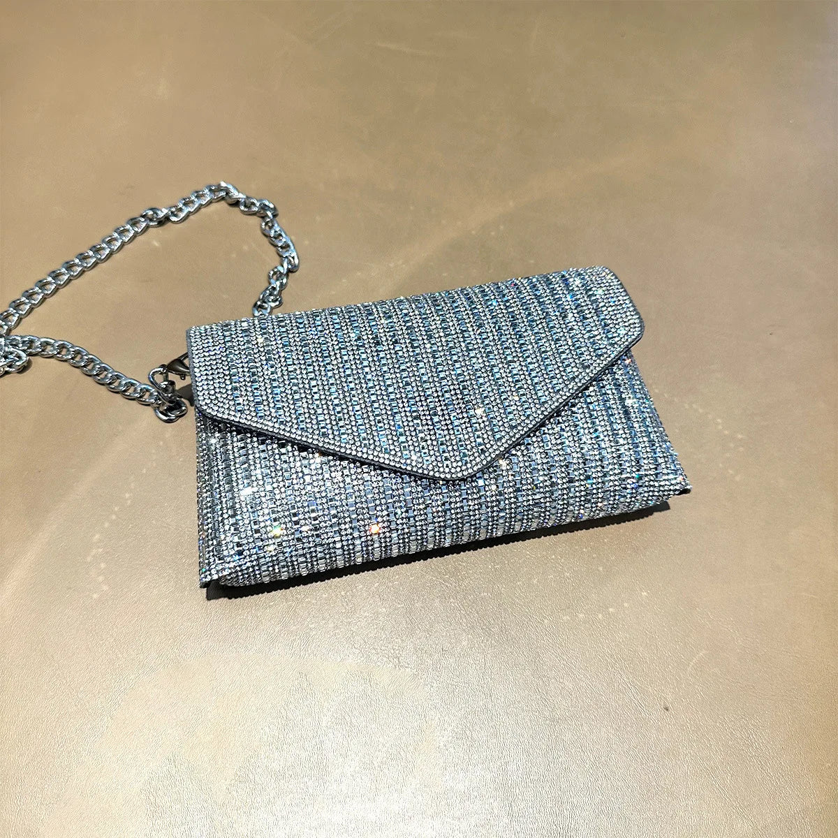 Rhinestones Bag for Women 2024 Mini Purses and Handbags Clutch Wallets Ladies PU Leather Chain Party Evening Shoulder Bag
