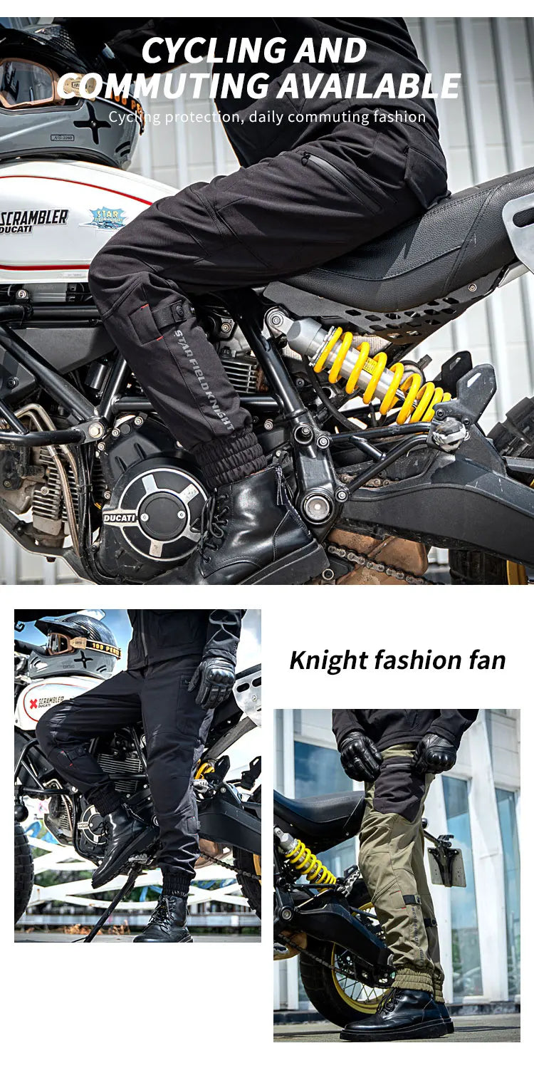 Men's Motorcycle Pants Winter Plus Fluff Warm Windproof Splash-proof Water Riding Trousers With CE Protective Accessories