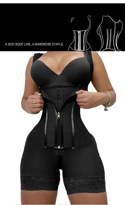Fajas Shapewear Bodysuit Body Shaper Women 9-bone High Compression Girdles Double Tummy Control Full Body Open Crotch