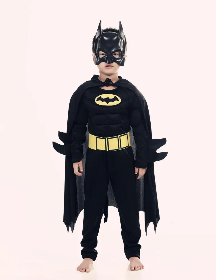 Halloween Children Boys Bat Cosplay Costume Batboy Fancy Black Superhero Cosplay Kids Costume Outfits Comic Masquerade Evening