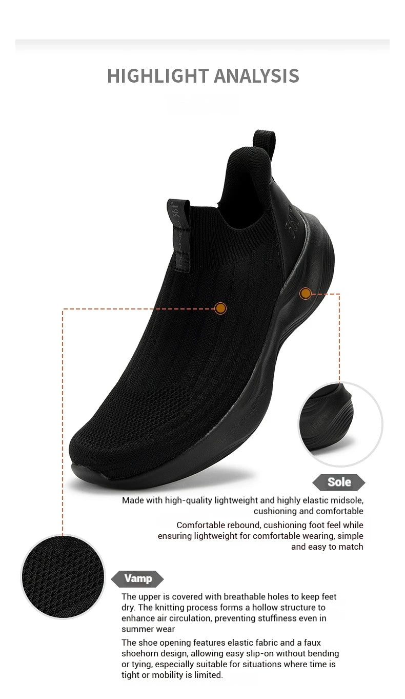 Lightweight Slip-On Men Running Shoes Breathable Mesh Upper Cushion Comfort Soft Soled Male Sneakers 672542215F