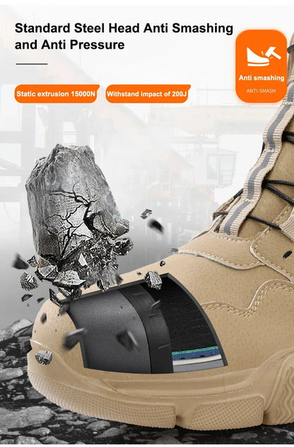 Men's Rotating Button Anti-Smash Anti-puncture Steel toe work Safety Shoes Men Work Boots Protective Women Sneakers Shoes