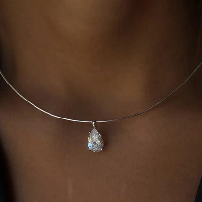 1.8carat Solitaire Pear Cut Moissanite Diamond Pendant Necklace 925 Sterling Silver Waterdrop Shape Necklaces Choker for Women