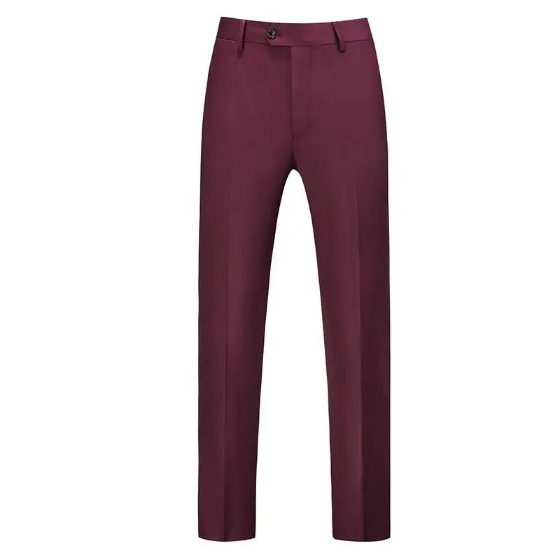 19 Colors High Quality Men's Solid Color Slim Fit Suit Pants Fashion Formal Business Social Groom Wedding High End Trousers