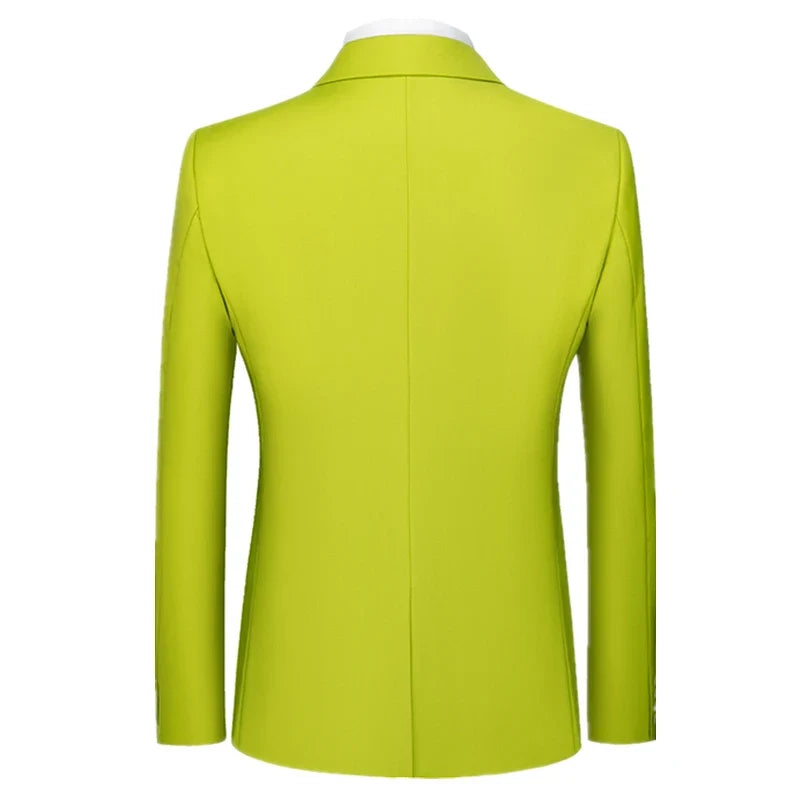2026 New Men's Green Suit Jacket, Two Button V-Neck Coat, Wedding Party Formal Dress Tops Blue Red Yellow Green Blazers