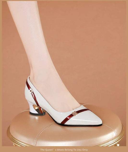 High Heels For Woman Mid Heel Thick Heel Versatile New Soft Sole Professional Shallow Mouth Comfortable Pointed Women'S Shoes