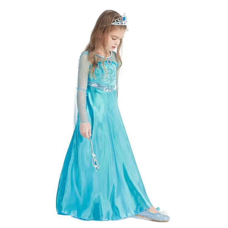 2026 Frozen Elsa Snow Queen Princess Dress Up Girls Fancy Costume Kids Role-play Carnival Children Birthday Party Dresses
