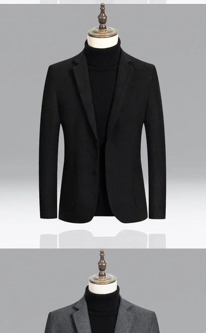 Brand Business Casual Wool Blazer Men 2026 Autumn and Winter New Solid Men Blazer Regular Fit Long Sleeve Blazers for Men