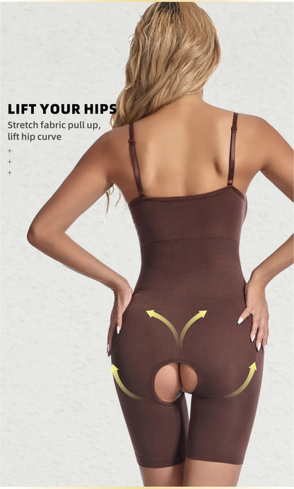 Bodysuit Shapewear Women Open Crotch Tummy Control Full Body Shaper Seamless Slimming Sheath Butt Lifter Abdomen Shapers Corset