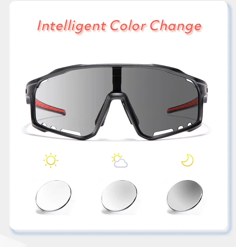 Color Photochromic Cycling Glasses MTB Sunglasses for Men Women Sport Speed Mountain Bike Bicycle Cycl Eyewear Goggle