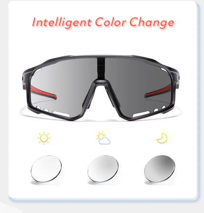 Color Photochromic Cycling Glasses MTB Sunglasses for Men Women Sport Speed Mountain Bike Bicycle Cycl Eyewear Goggle