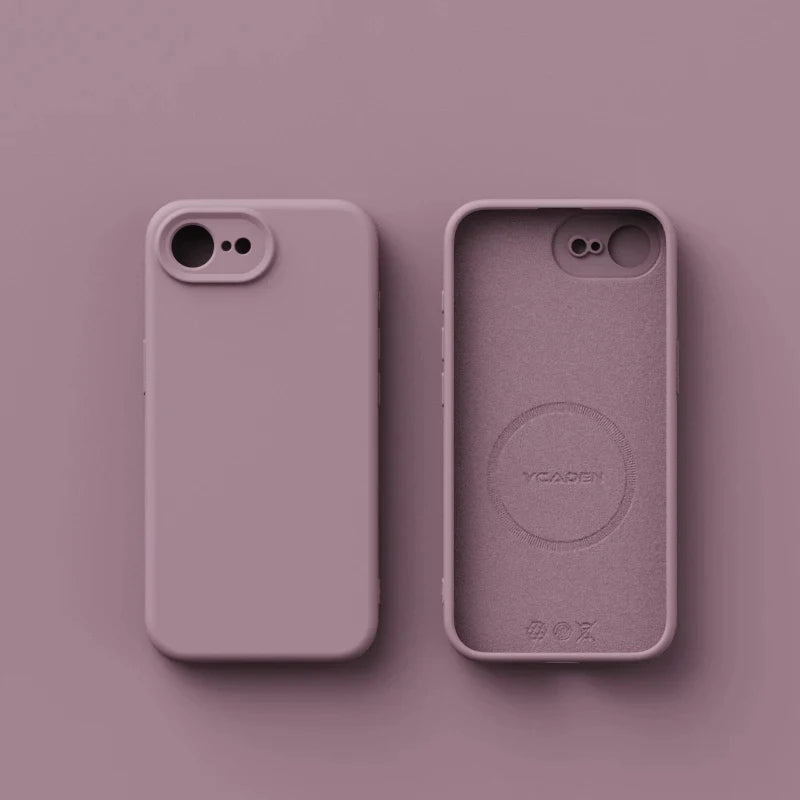 حافظة هاتف فاخرة مغناطيسية أصلية من السيليكون السائل لهاتف iPhone 17E 16E غطاء خلفي بملمس جلدي غير لامع (فاندا)