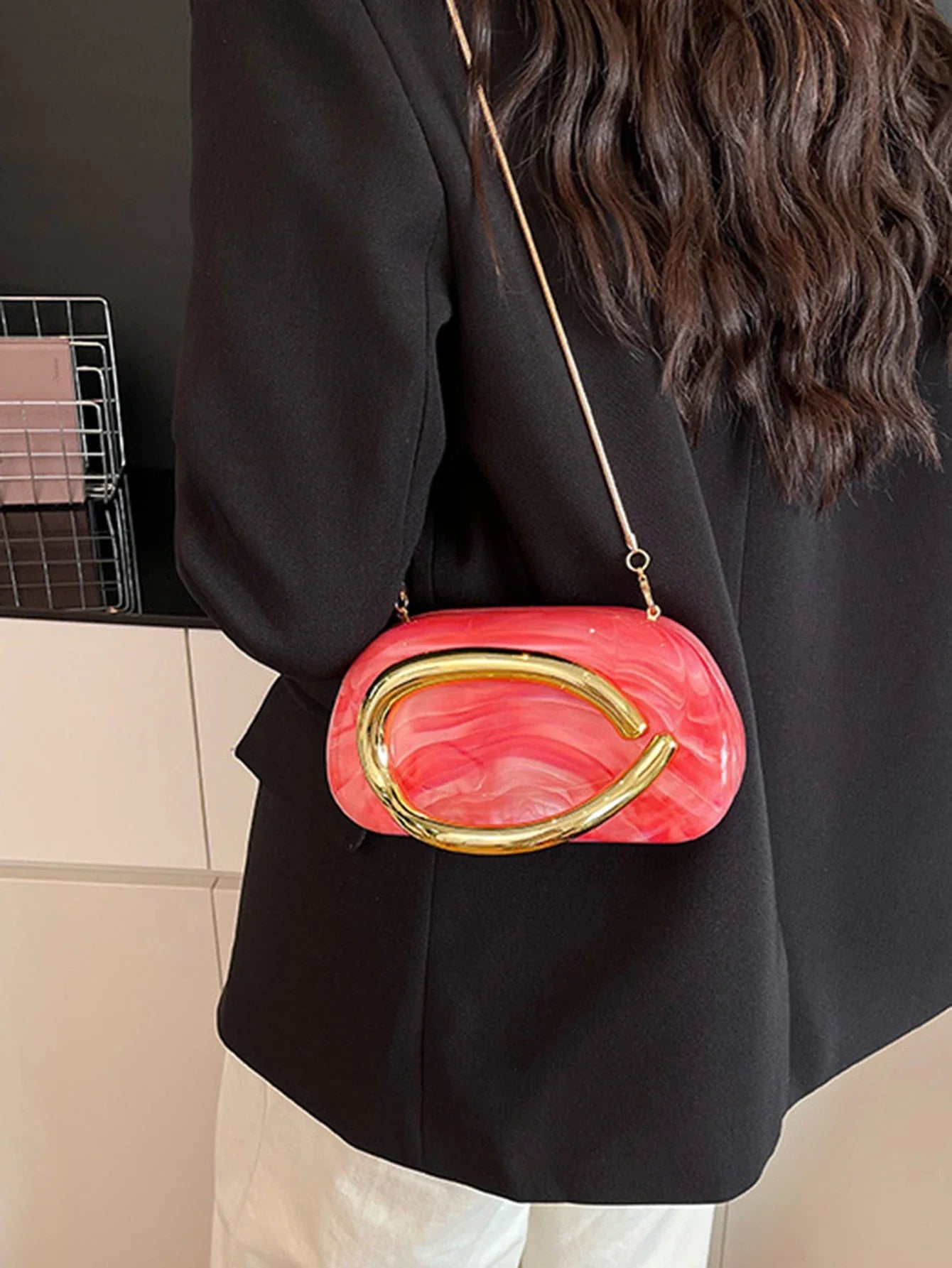 Women's Sealed Box Shaped Acrylic Clutch Fashion Dinner Wedding Party Handbag Elegant Luxury Designer Crossbody Shoulder Bag
