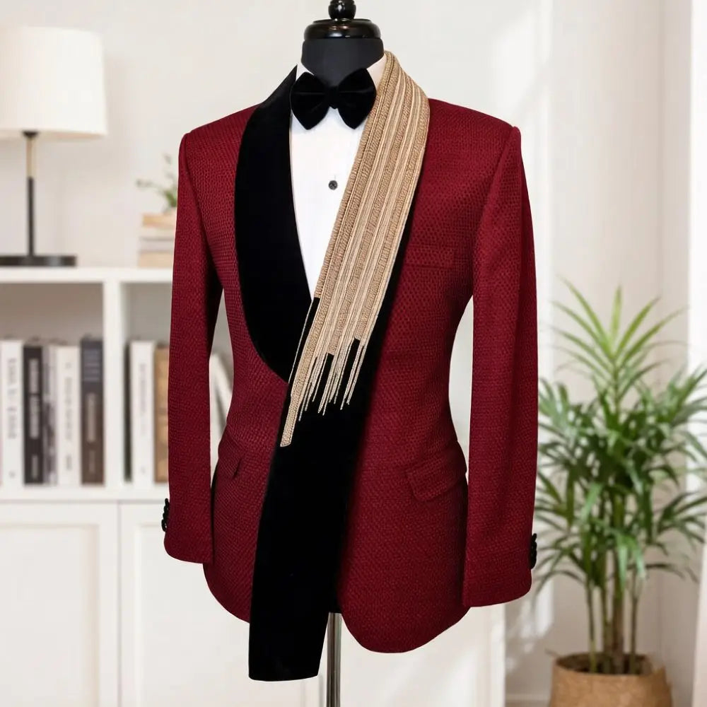Men Slim Fit Suits 2 Pieces Wedding Prom Tuxedo Mix Match Beaded Shawl Lapel side flap pocket Groom Banquet Events Wear