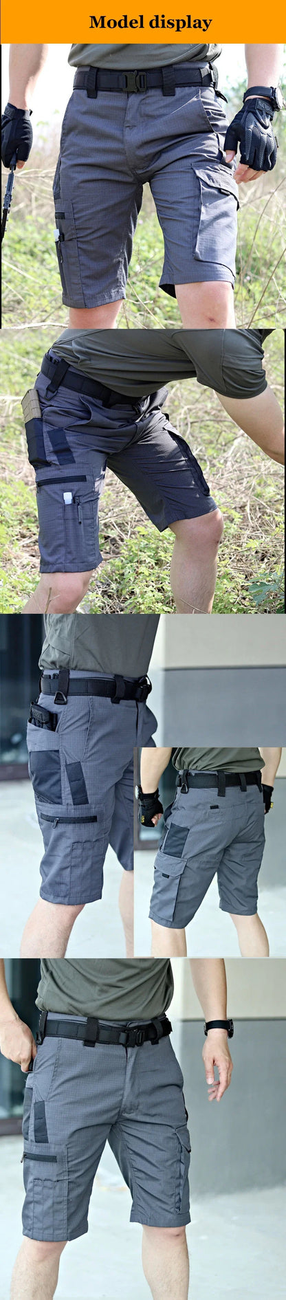 2024 Summer Men's Tactical Casual Shorts Waterproof Cargo Shorts Multi-pocket Quick Dry Wear-resistant Outdoor Training Overalls