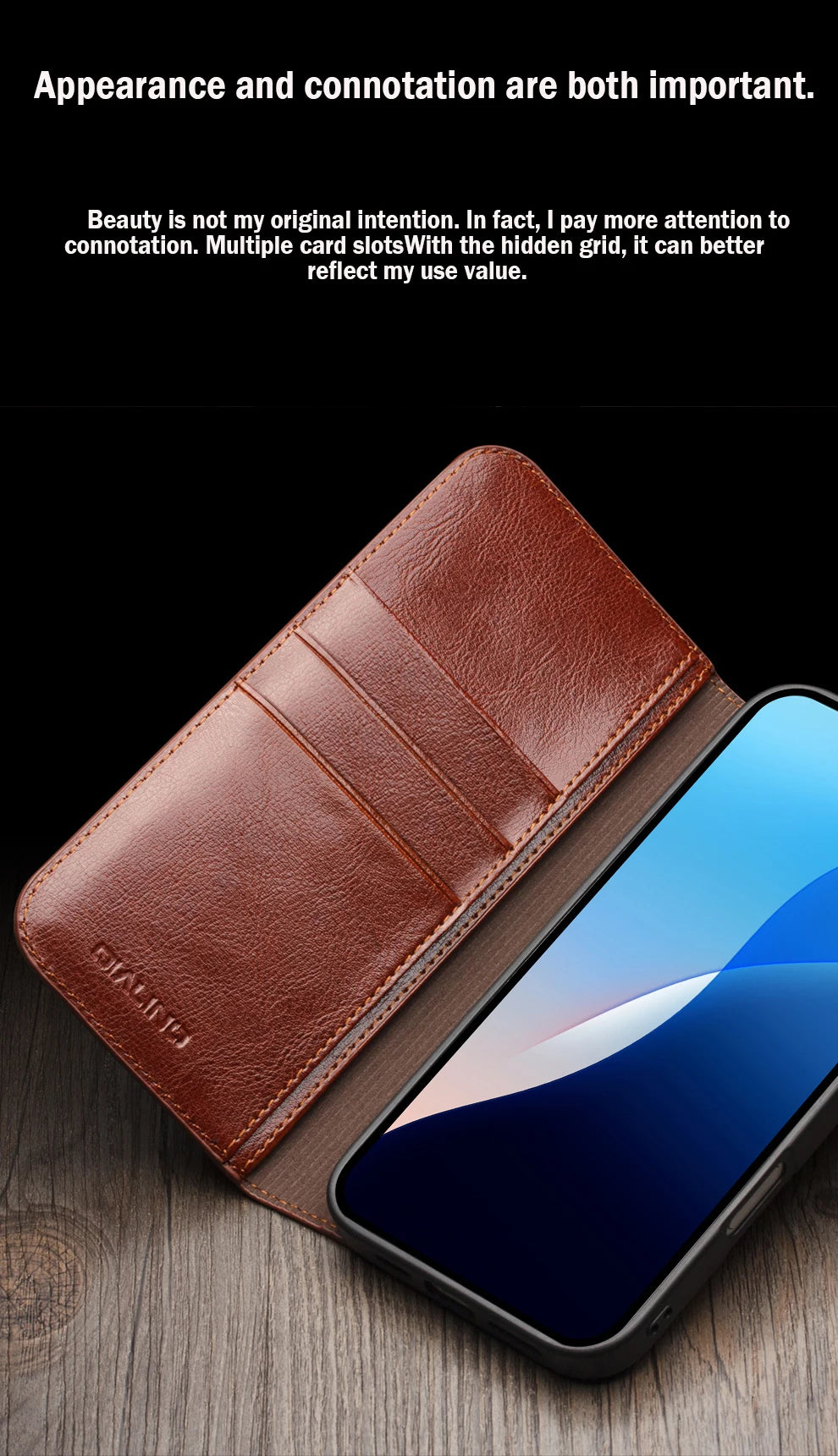 Genuine Leather Flip Case for iPhone16 Pro Max Handmade Cover with Card Slots for iPhone 16 Pro Max/16 15 14 13 12 11Pro