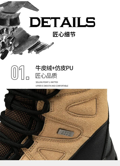 Men Tactical Boots Lace Up Military Army Boot Unisex Work Hiking Shoe Desert Waterproof Brand Climbing Shoe Male Ankle Size Plus