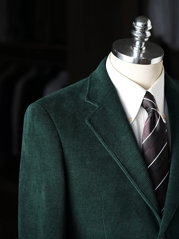 High-Quality Corduroy Men Suits 1 Pieces Classic Casual Single Breasted Groom Tuxedos Tailor Made Jackets Male Blazers Costume